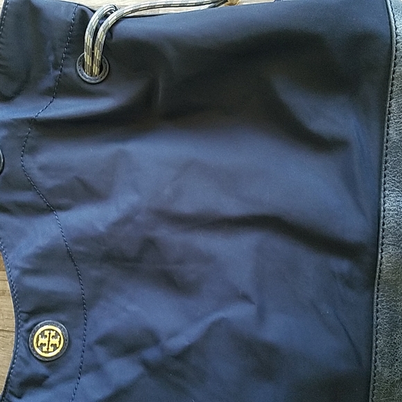 Tory Burch Navy Blue Nylon Cinched Tote Bag - Picture 5 of 14